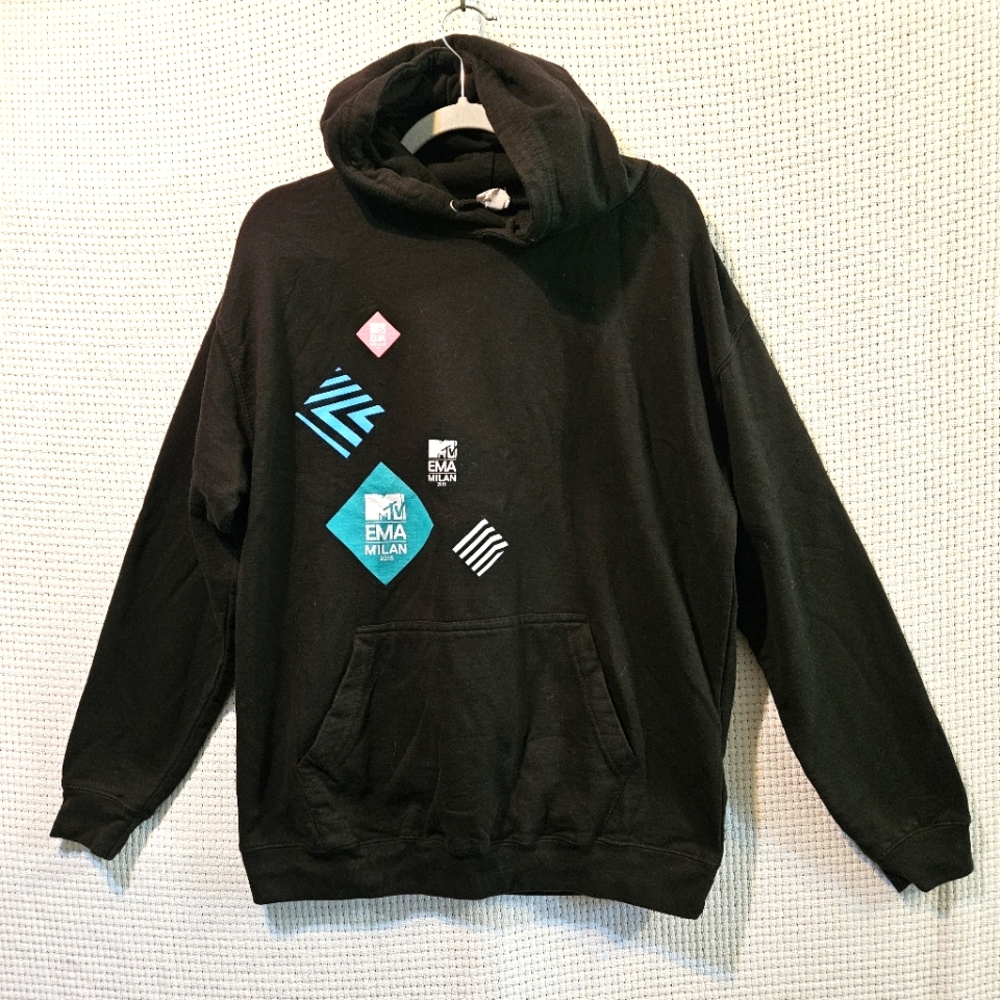 Unisex MTV Throwback Black Graphic Hoodie Sz Lg